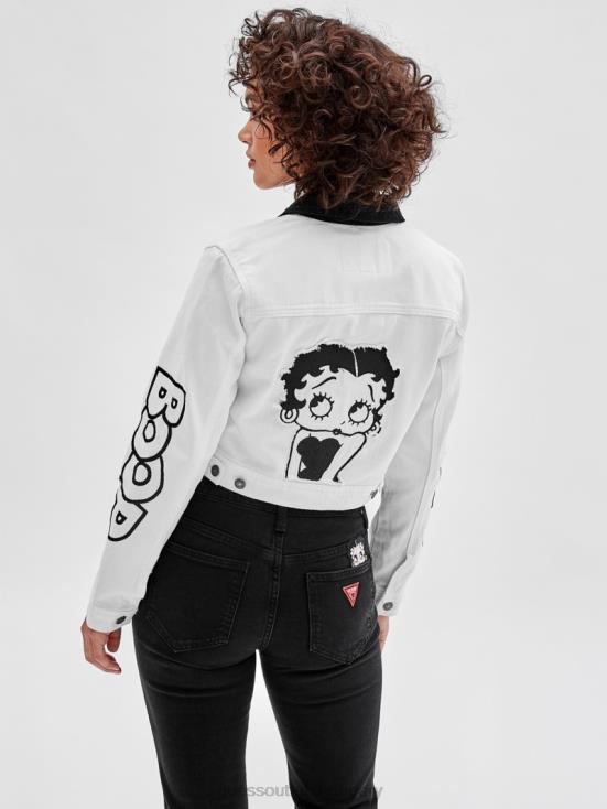GUESS Go Ecru Wash 8ZX4F1837 Originals x Betty Boop Cropped Denim Jacket