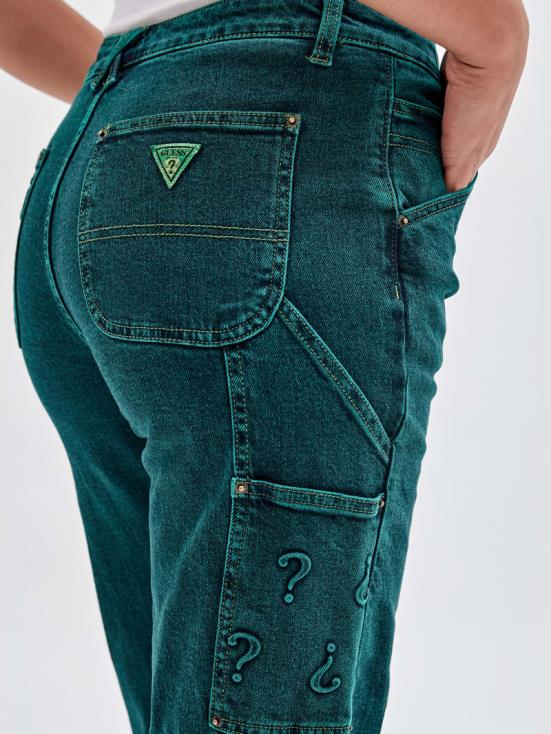 GUESS Go Riddler Green Wash 8ZX4F160 Originals x Batman Embossed Carpenter Jeans
