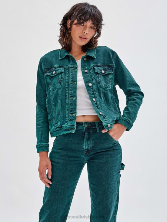 GUESS Go Riddler Green Wash 8ZX4F1840 Originals x Batman Oversized Embossed Jacket