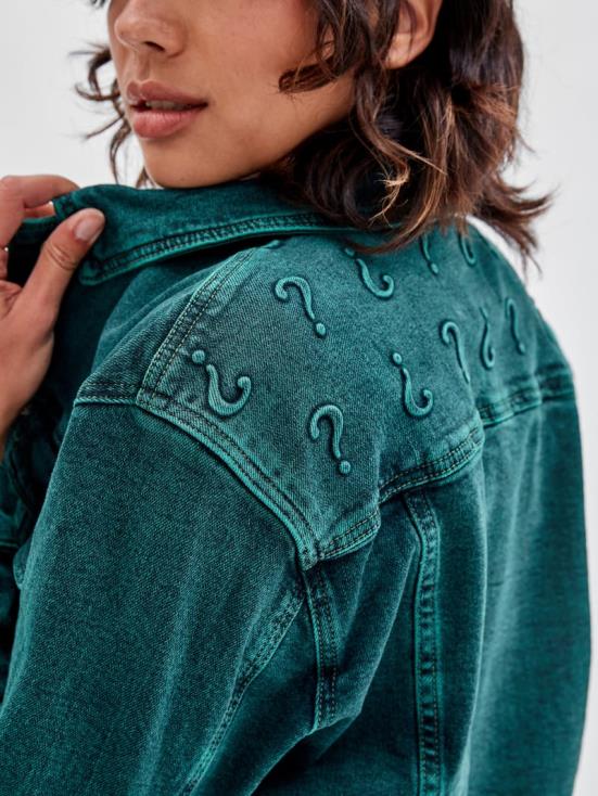 GUESS Go Riddler Green Wash 8ZX4F1840 Originals x Batman Oversized Embossed Jacket