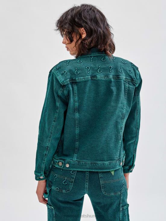 GUESS Go Riddler Green Wash 8ZX4F1840 Originals x Batman Oversized Embossed Jacket