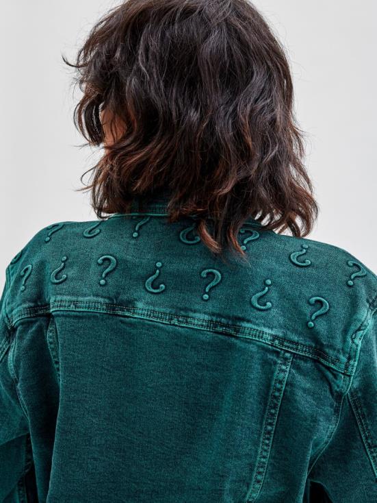 GUESS Go Riddler Green Wash 8ZX4F1840 Originals x Batman Oversized Embossed Jacket