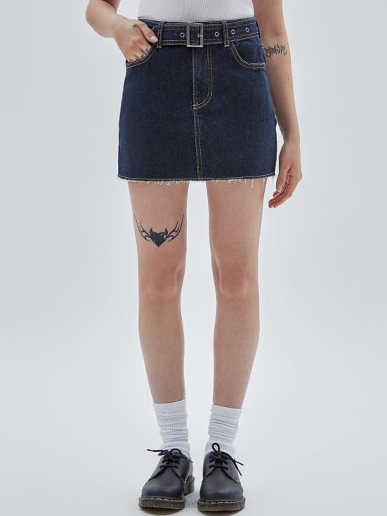 GUESS Go Vintage Dark Wash 8ZX4F136 Originals Belted Denim Skirt