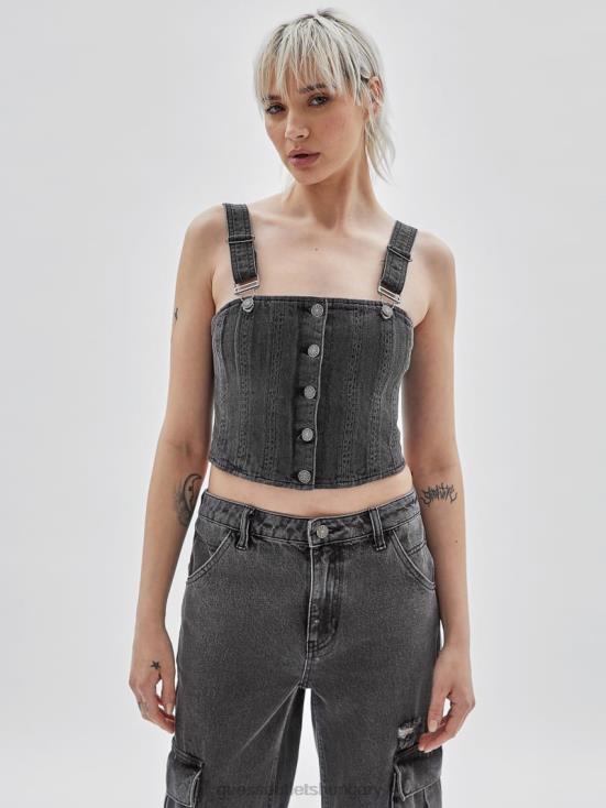 GUESS Go Washed Grey 8ZX4F1359 Originals Bustier Denim Top
