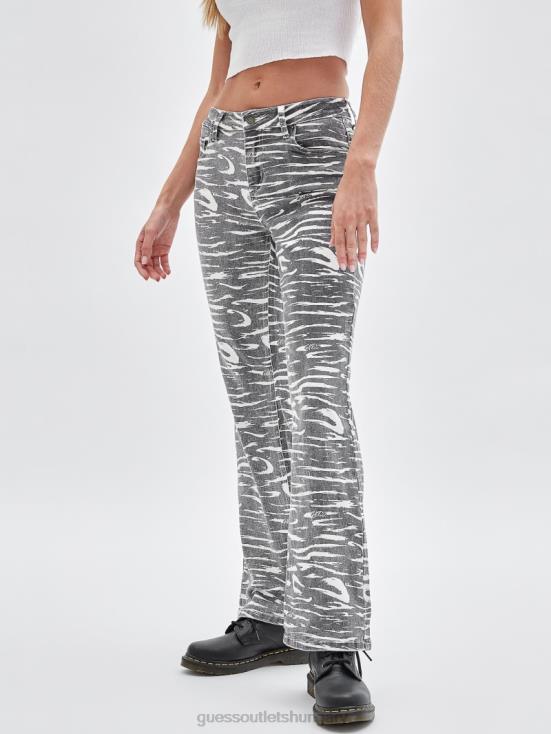 GUESS Jet Black Multi 8ZX4F177 Originals Zebra Printed Bootcut Pants