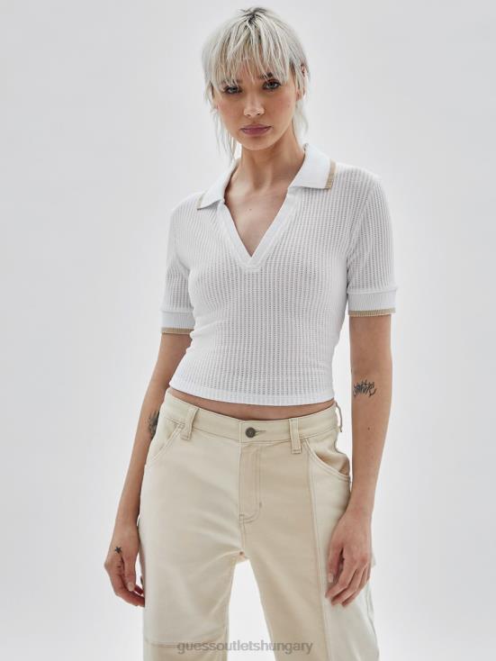 GUESS Pure White 8ZX4F1084 Originals Collared Top