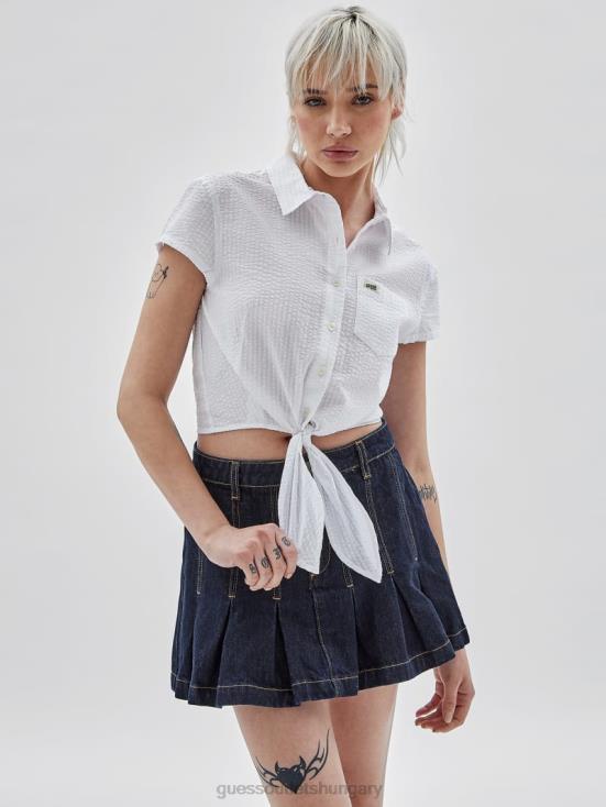 GUESS Pure White 8ZX4F1355 Originals Tie-Front Shirt