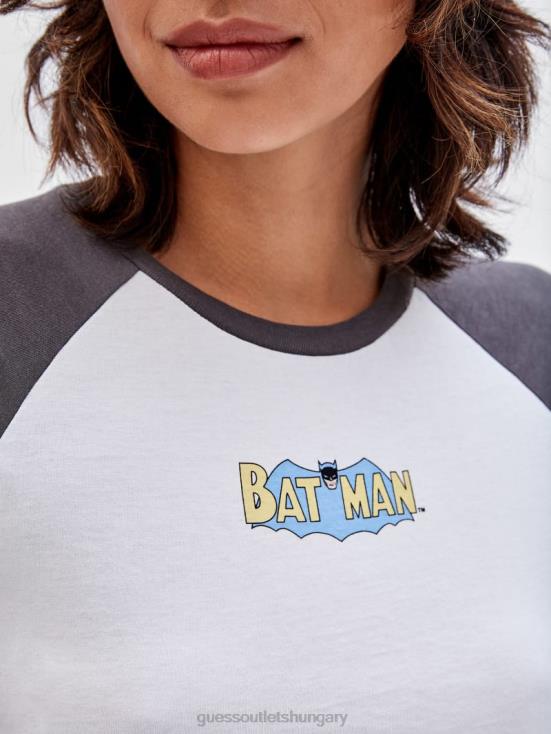 GUESS Pure White Multi 8ZX4F1298 Originals x Batman Raglan Cropped Baby Tee