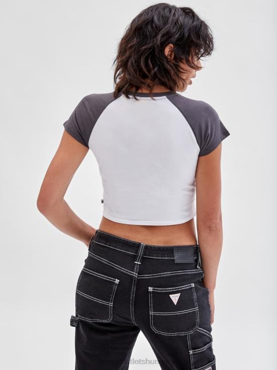 GUESS Pure White Multi 8ZX4F1298 Originals x Batman Raglan Cropped Baby Tee