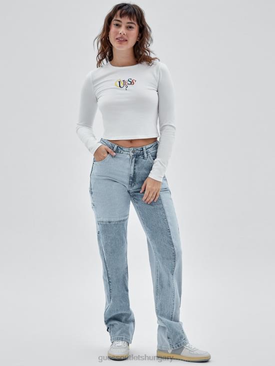 GUESS Pure White Multi 8ZX4F1380 Originals Long-Sleeve Logo Top