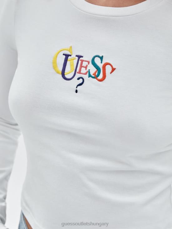 GUESS Pure White Multi 8ZX4F1380 Originals Long-Sleeve Logo Top