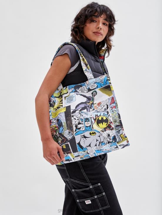 GUESS Pure White Multi 8ZX4F3098 Originals x Batman Printed Tote