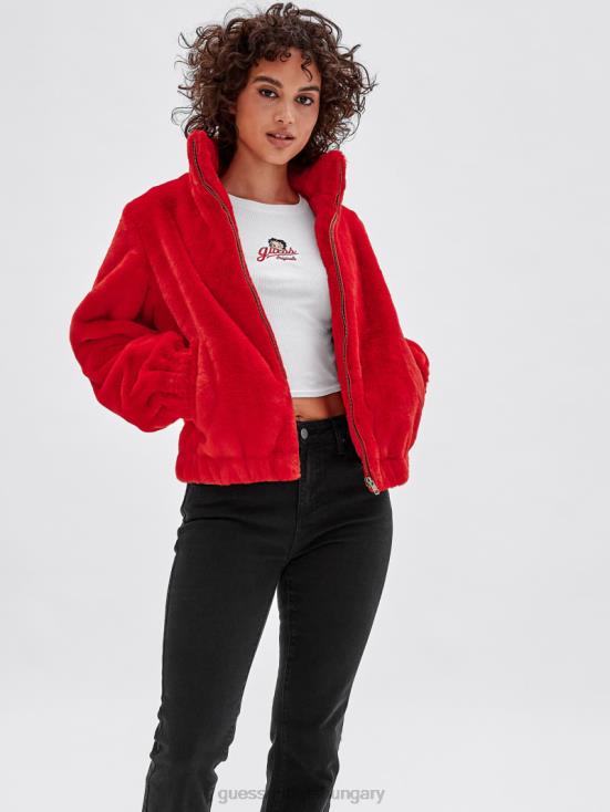 GUESS Rapid Red 8ZX4F1833 Originals x Betty Boop Faux-Fur Jacket