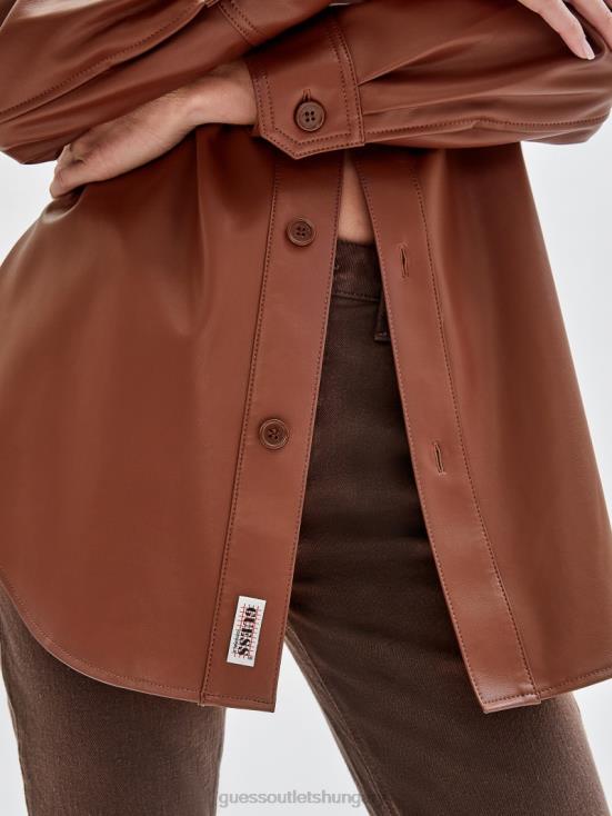 GUESS Salt Carmel Multi 8ZX4F1859 Originals Faux-Leather Shirt Jacket