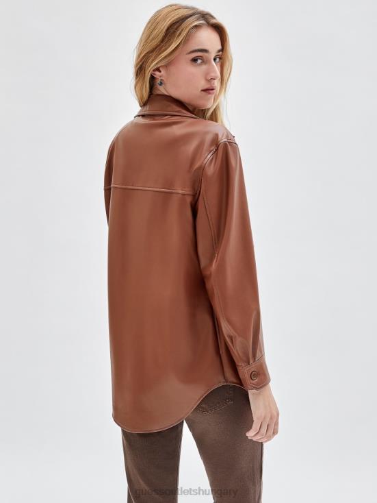 GUESS Salt Carmel Multi 8ZX4F1859 Originals Faux-Leather Shirt Jacket