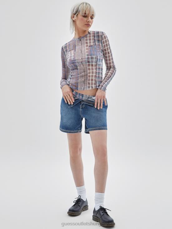 GUESS Sandy Shore Multi 8ZX4F1026 Originals Plaid Mesh Top