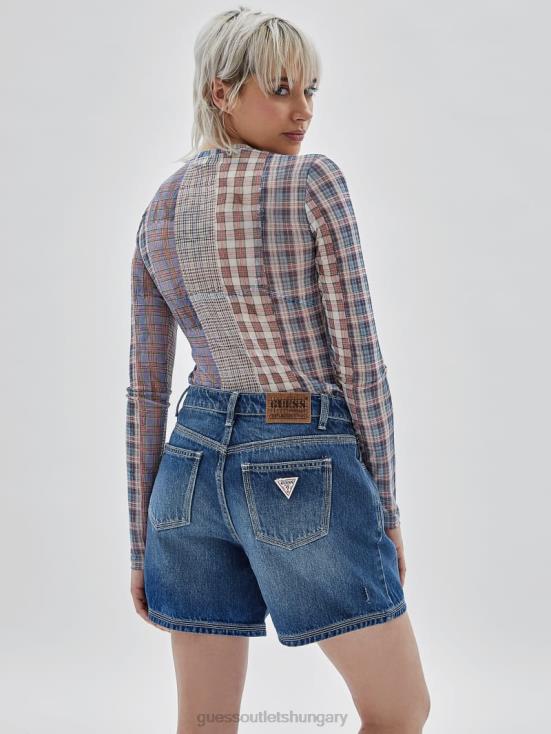 GUESS Sandy Shore Multi 8ZX4F1026 Originals Plaid Mesh Top