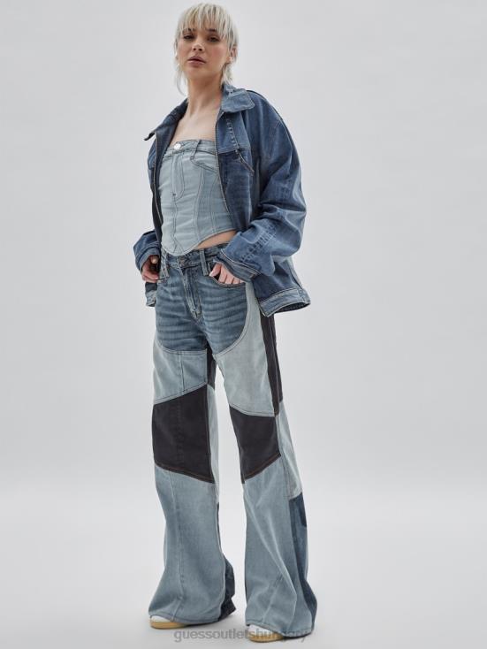 GUESS Upcycled Dark Wash Multi 8ZX4F184 Originals x Homeboy Upcycled Wide-Leg Patchwork Jeans