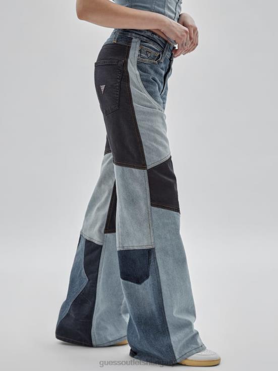 GUESS Upcycled Dark Wash Multi 8ZX4F184 Originals x Homeboy Upcycled Wide-Leg Patchwork Jeans