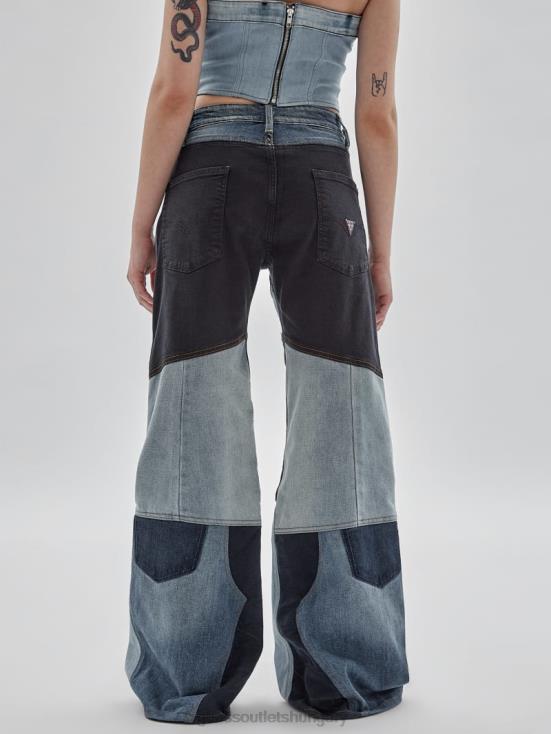 GUESS Upcycled Dark Wash Multi 8ZX4F184 Originals x Homeboy Upcycled Wide-Leg Patchwork Jeans
