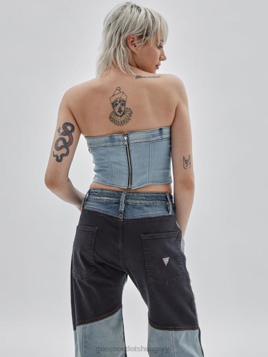 GUESS Upcycled Light Wash Multi 8ZX4F1205 Originals x Homeboy Upcycled Denim Bustier