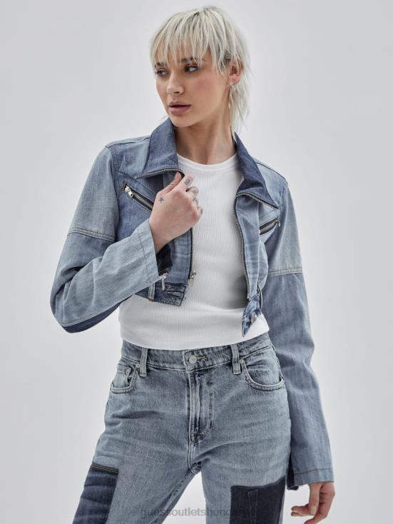 GUESS Upcycled Medium Wash Mult 8ZX4F1748 Originals x Homeboy Upcycled Denim Moto Jacket