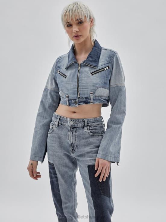 GUESS Upcycled Medium Wash Mult 8ZX4F1748 Originals x Homeboy Upcycled Denim Moto Jacket