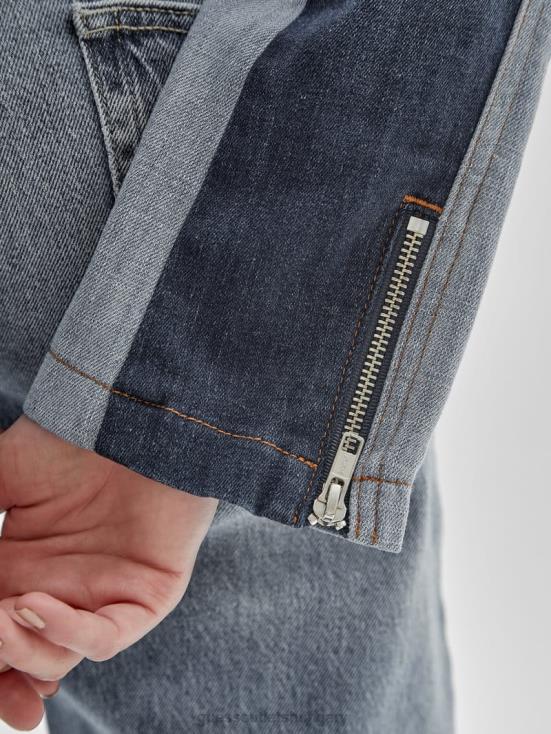 GUESS Upcycled Medium Wash Mult 8ZX4F1748 Originals x Homeboy Upcycled Denim Moto Jacket