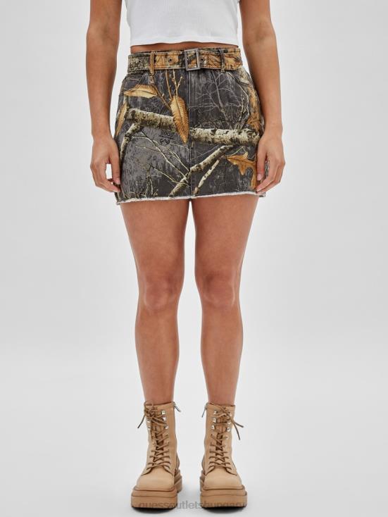 GUESS Washed Out Black Multi 8ZX4F285 Originals x RealTree Printed Mini Skirt