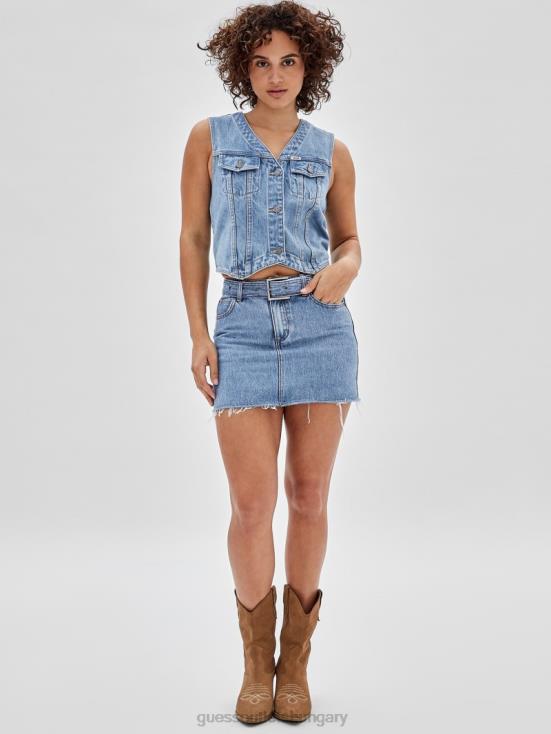 GUESS Go Kitty Medium Wash 8ZX4F131 Originals Belted Denim Skirt