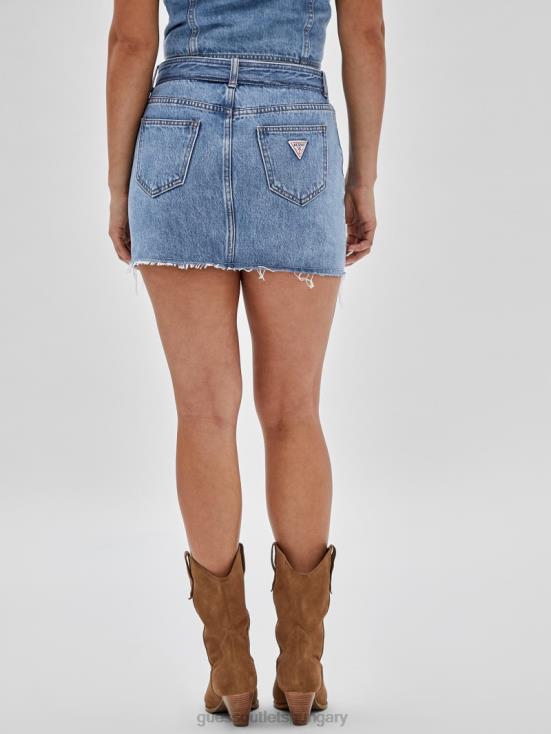 GUESS Go Kitty Medium Wash 8ZX4F131 Originals Belted Denim Skirt