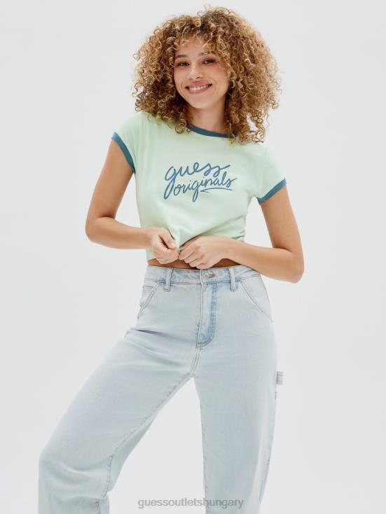 GUESS Soft Jade 8ZX4F1352 Originals Cropped Ringer Tee