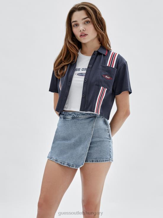 GUESS Blackened Blue 8ZX4F1130 Originals Striped Piecing Top