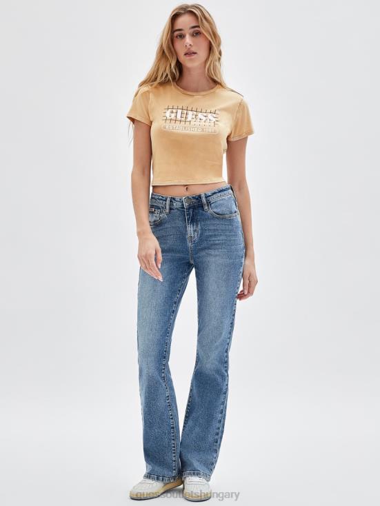 GUESS Desert Mud Multi 8ZX4F1311 Originals Grid Baby Crop Tee