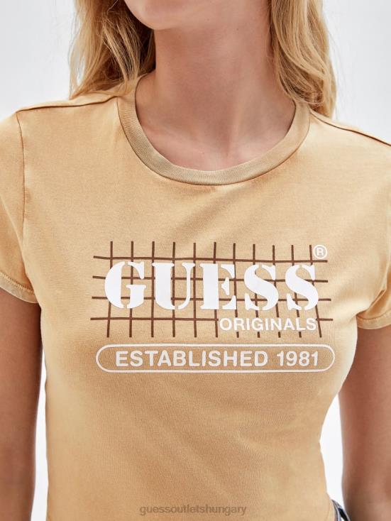 GUESS Desert Mud Multi 8ZX4F1311 Originals Grid Baby Crop Tee