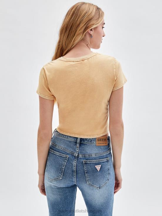 GUESS Desert Mud Multi 8ZX4F1311 Originals Grid Baby Crop Tee