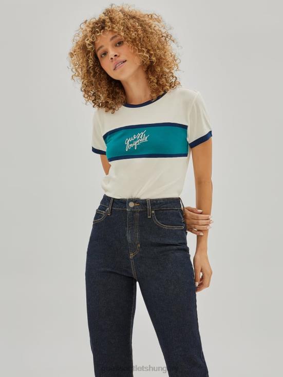 GUESS Dove White 8ZX4F1244 Originals Ringer Baby Tee