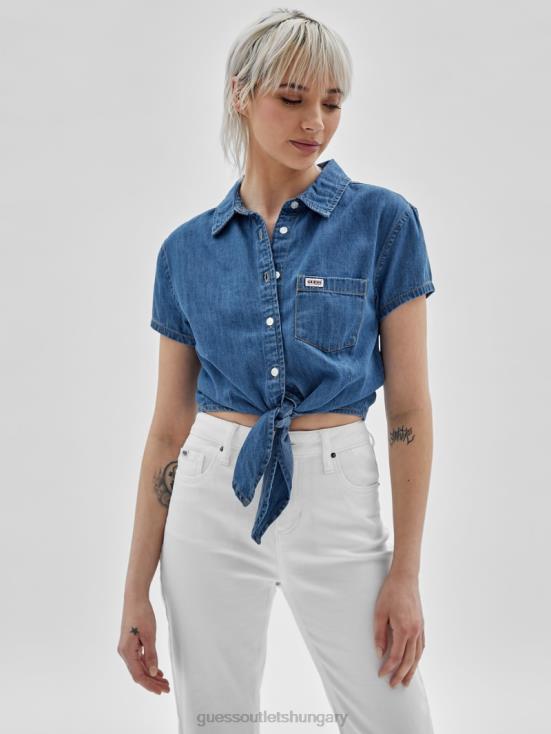 GUESS Go Medium Ruthie Wash 8ZX4F1356 Originals Tie-Front Denim Shirt