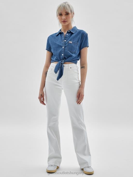 GUESS Go Medium Ruthie Wash 8ZX4F1356 Originals Tie-Front Denim Shirt