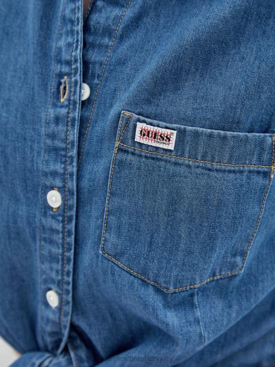 GUESS Go Medium Ruthie Wash 8ZX4F1356 Originals Tie-Front Denim Shirt