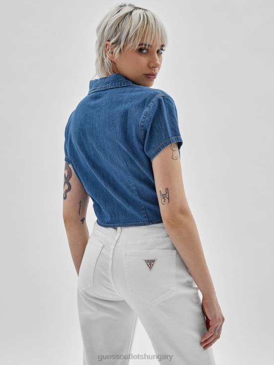 GUESS Go Medium Ruthie Wash 8ZX4F1356 Originals Tie-Front Denim Shirt